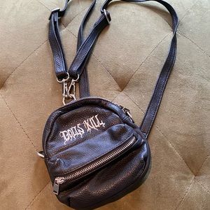 Mini faux leather backpack
